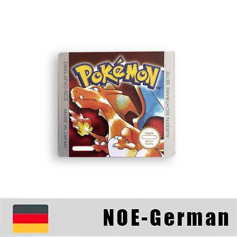 Pokemon Yellow Blue Red Crystal Silver Gold Green Usa Eur Noe Metallic Label Sticker For GBC Case & Cart (USA)
