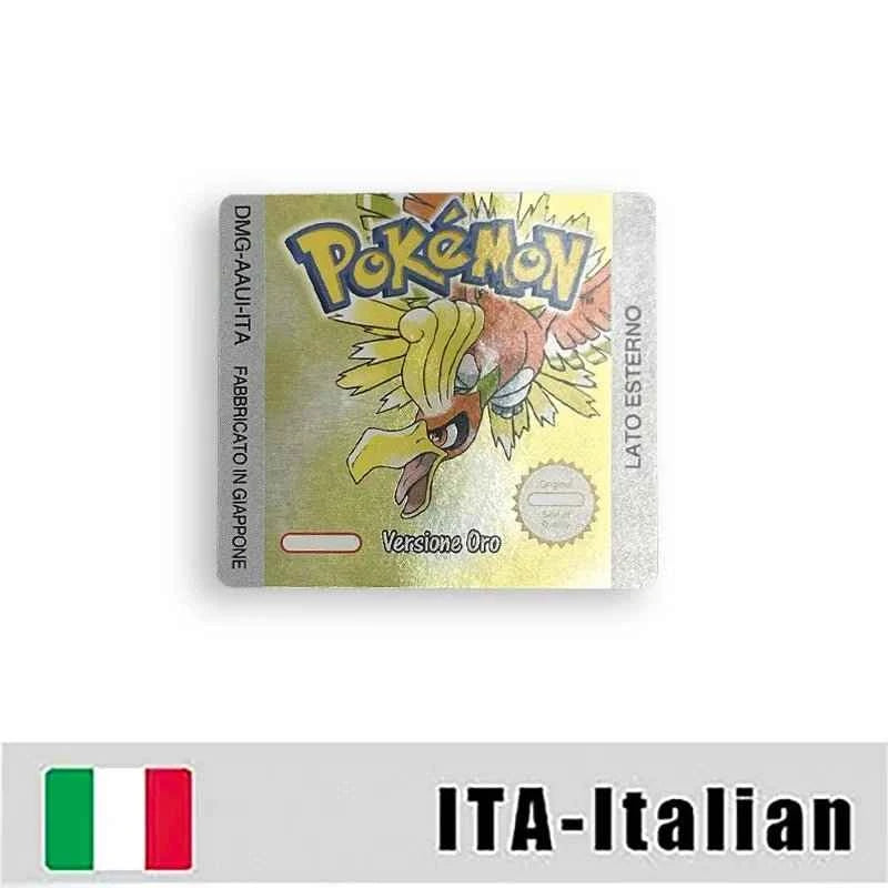 Pokemon Yellow Blue Red Crystal Silver Gold Green Usa Eur Noe Metallic Label Sticker For GBC Case & Cart (USA)