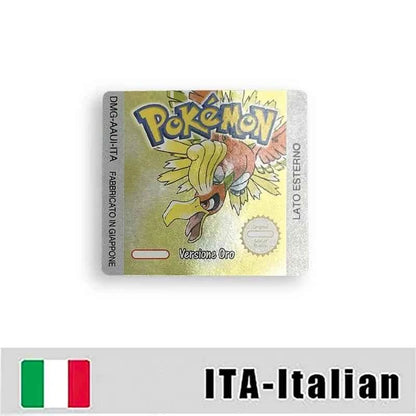 Pokemon Yellow Blue Red Crystal Silver Gold Green Usa Eur Noe Metallic Label Sticker For GBC Case & Cart (USA)