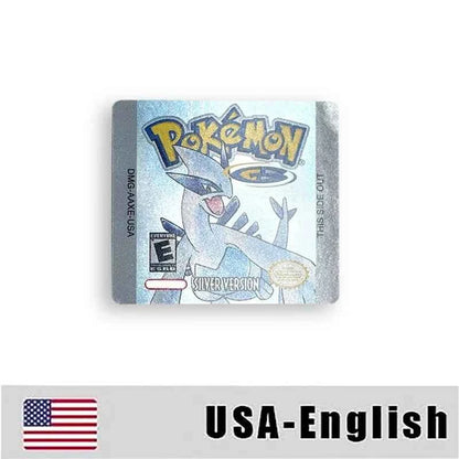 Pokemon Yellow Blue Red Crystal Silver Gold Green Usa Eur Noe Metallic Label Sticker For GBC Case & Cart (USA)
