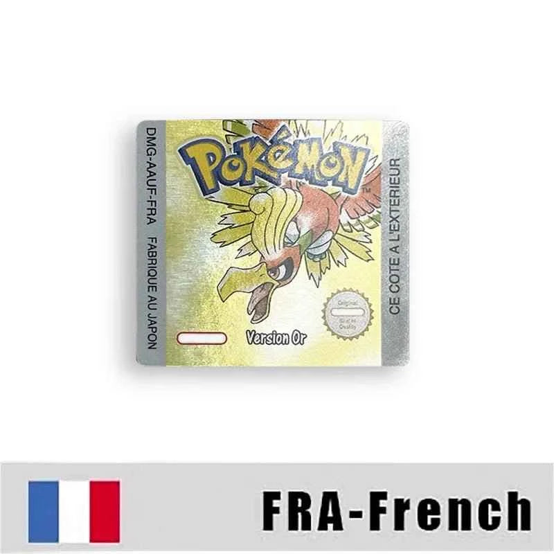 Pokemon Yellow Blue Red Crystal Silver Gold Green Usa Eur Noe Metallic Label Sticker For GBC Case & Cart (USA)