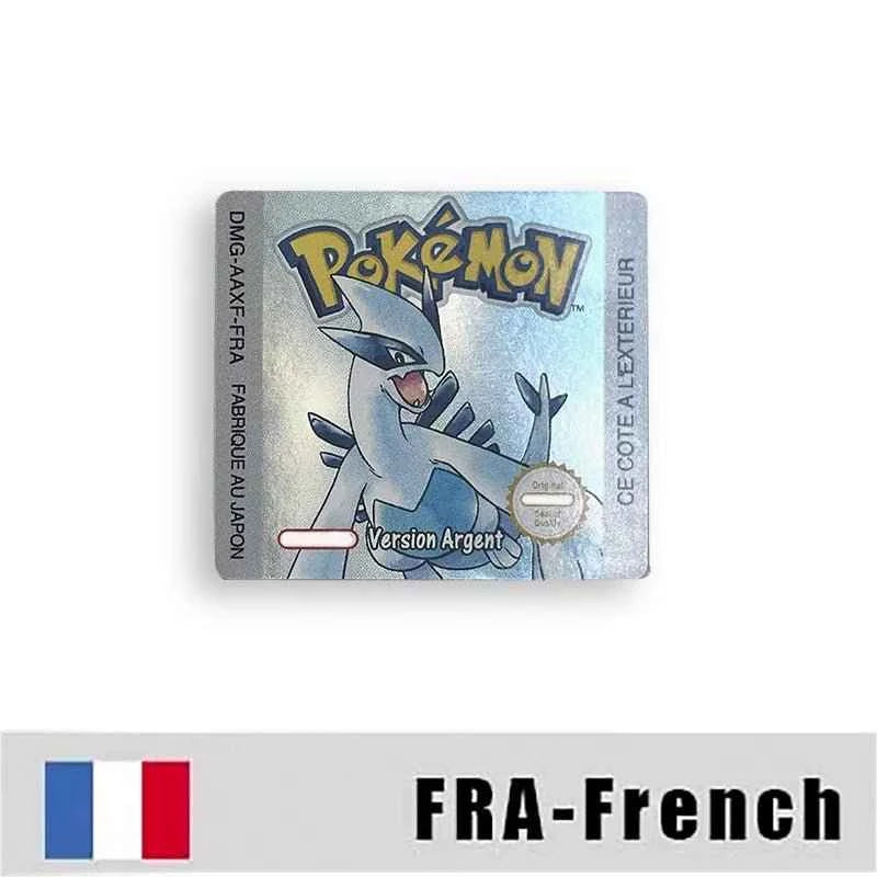 Pokemon Yellow Blue Red Crystal Silver Gold Green Usa Eur Noe Metallic Label Sticker For GBC Case & Cart (USA)