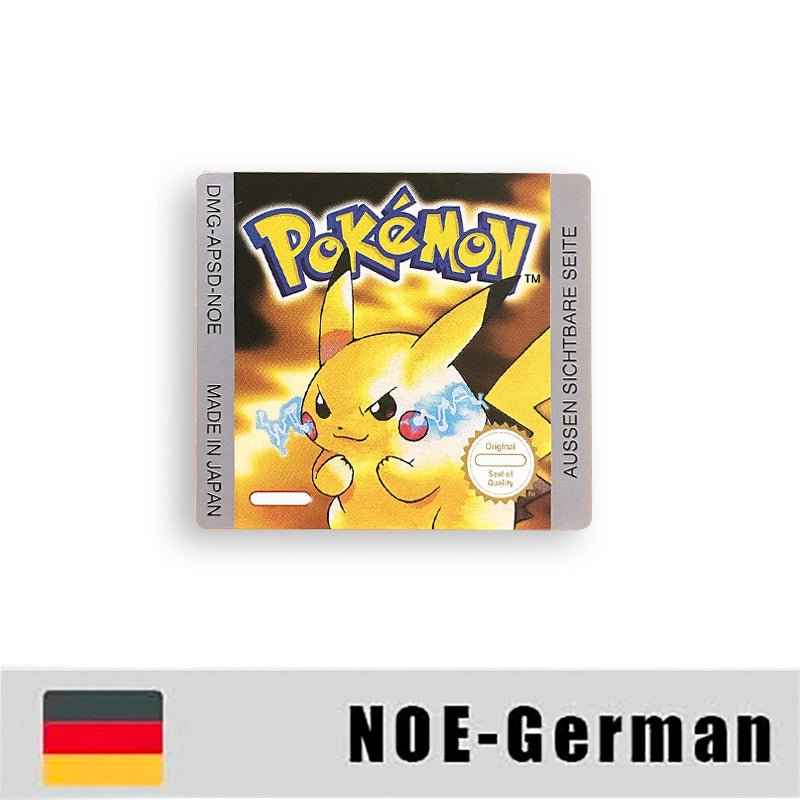 Pokemon Yellow Blue Red Crystal Silver Gold Green Usa Eur Noe Metallic Label Sticker For GBC Case & Cart (USA)