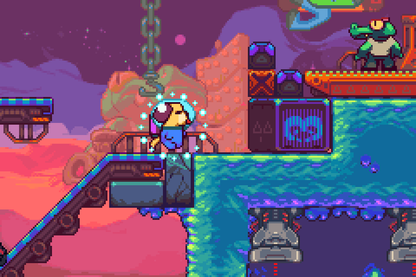 Goodboy Galaxy GBA gameplay — Maxwell jumps between industrial platforms