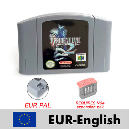 Resident Evil 2 reproduction N64 cartridge – English