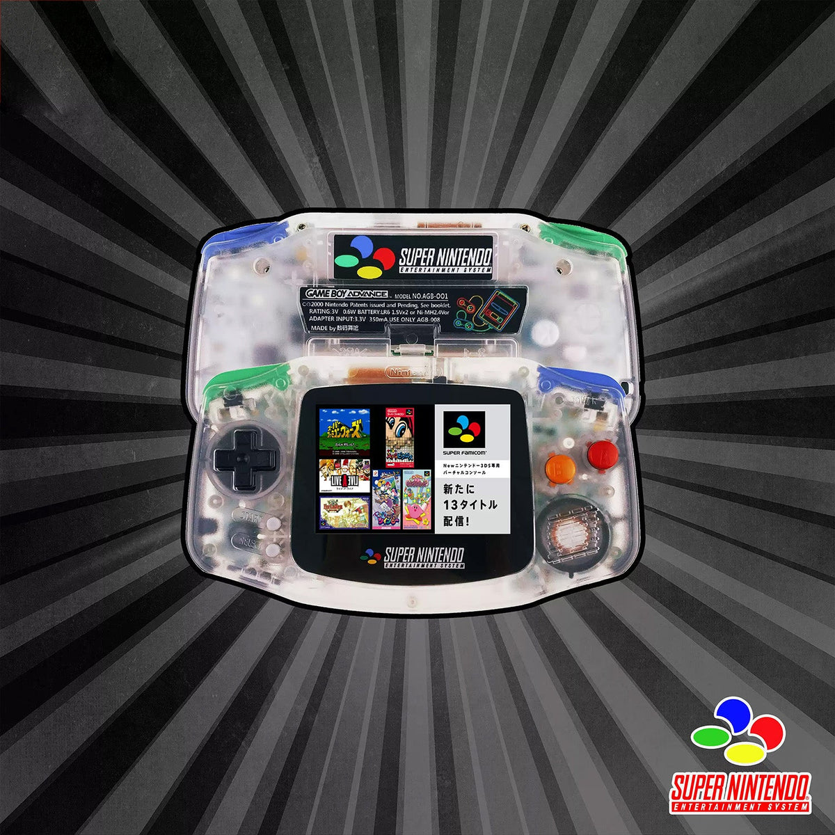 Custom Game Boy Advance Console – Super Famicom Clear, view 1