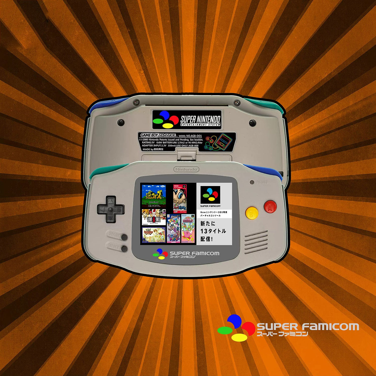 Custom Game Boy Advance Console – Super Famicom Gray, view 1