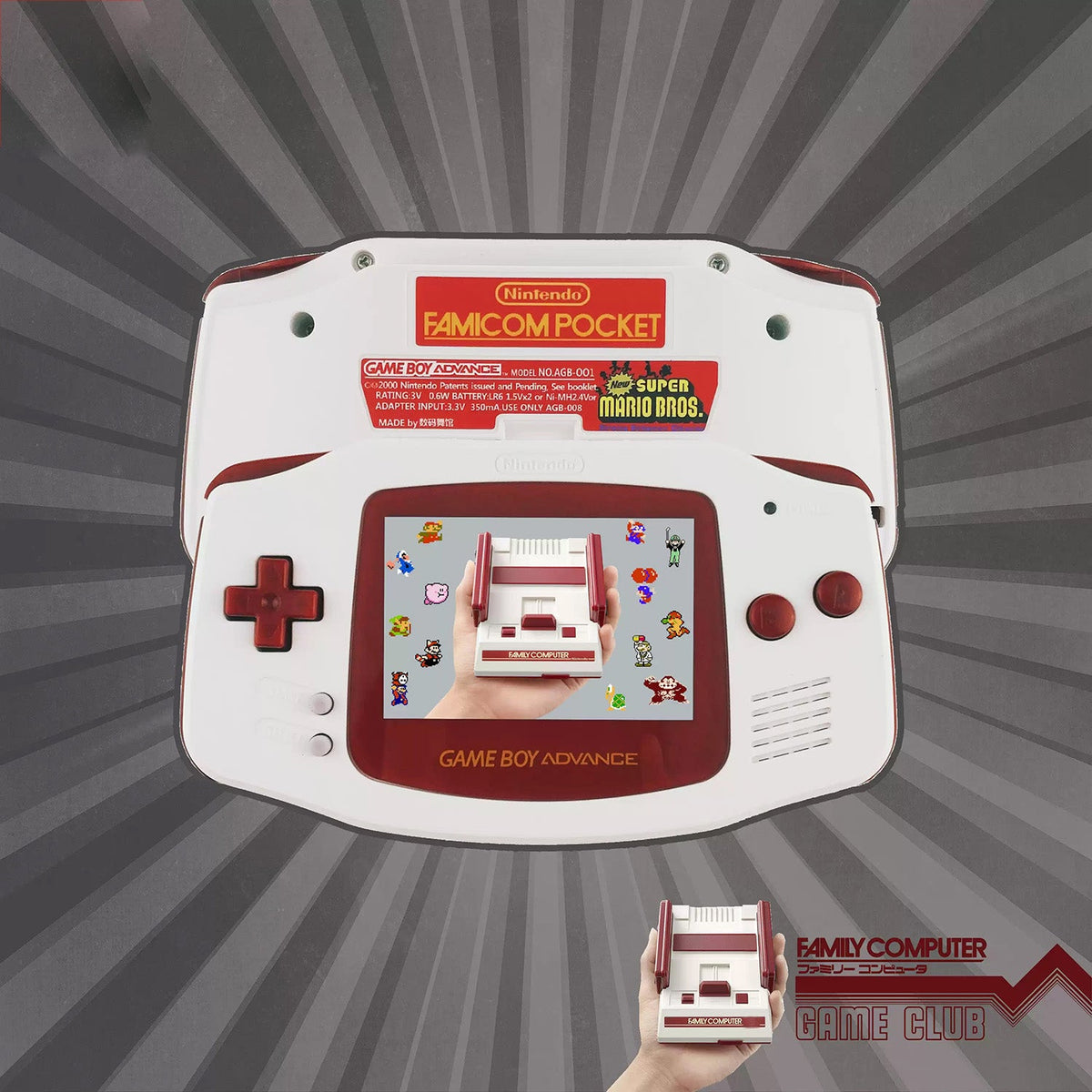 Custom Game Boy Advance Console – Famicom, view 1