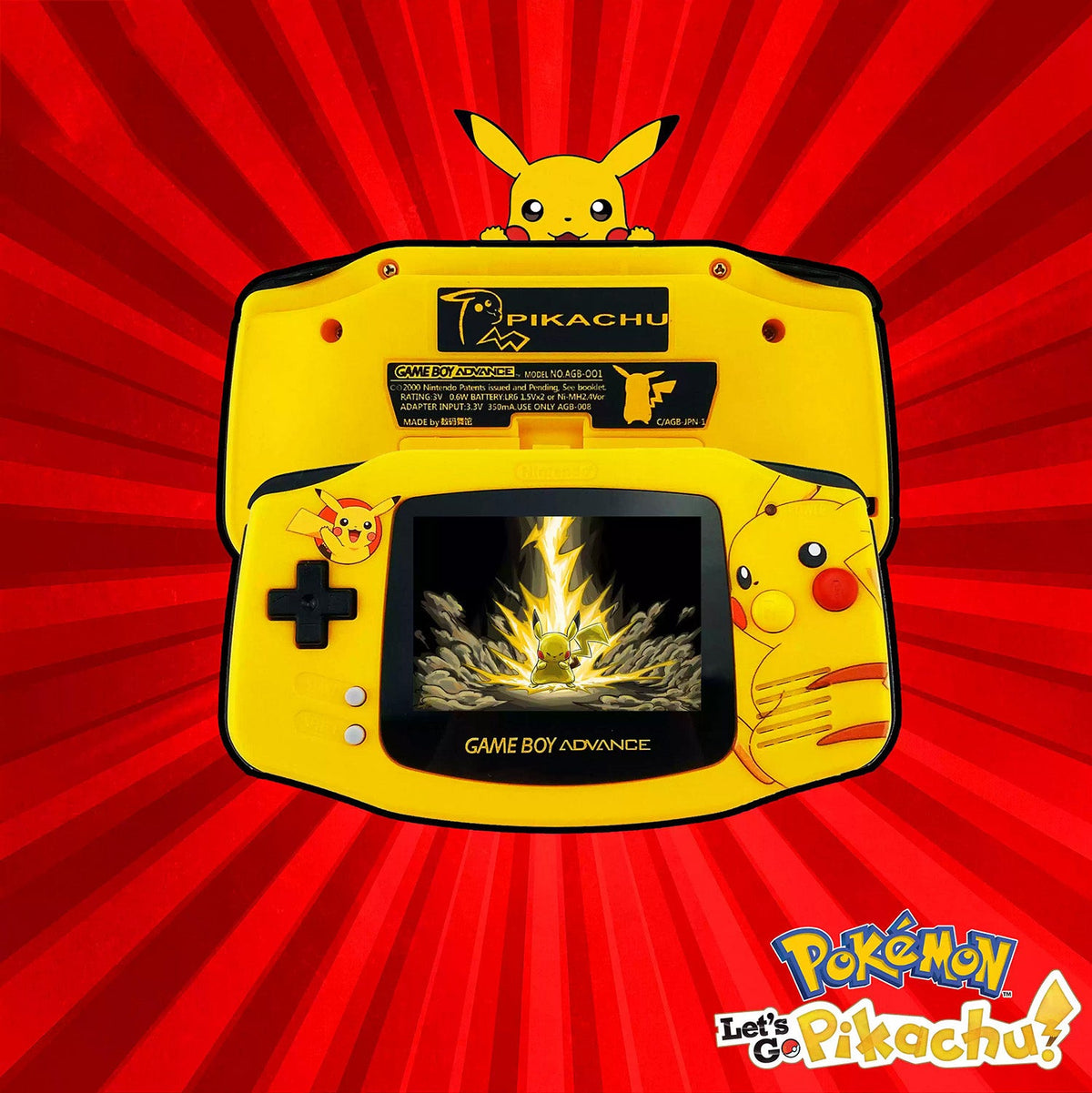 Custom Game Boy Advance Console – Pikachu, view 1
