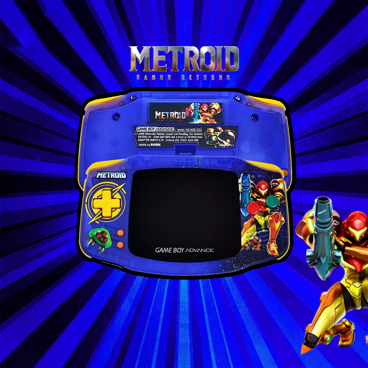 Custom Game Boy Advance Console – Metroid, view 1