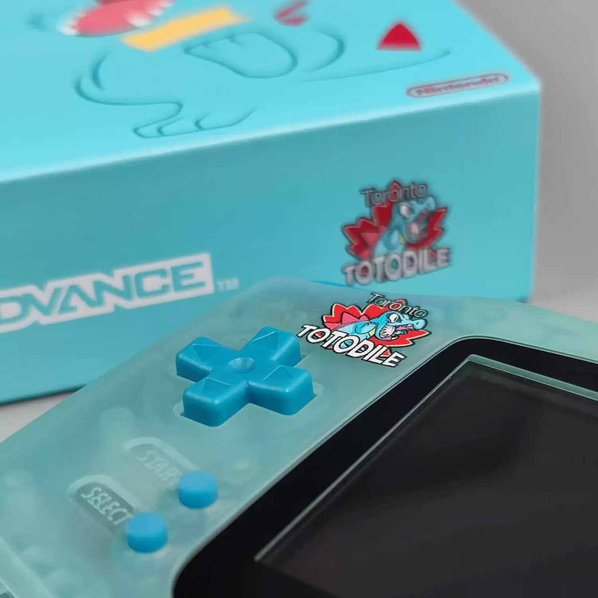 Custom Game Boy Advance Console – Totodile, view 2