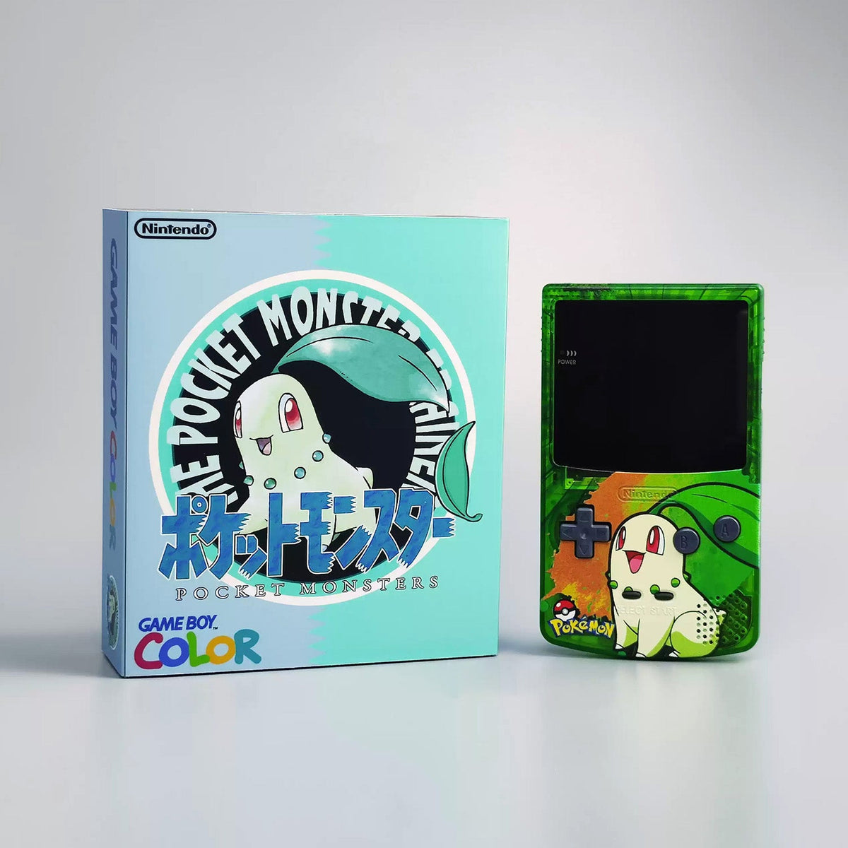 Custom Game Boy Color Console – Chikorita, view 1
