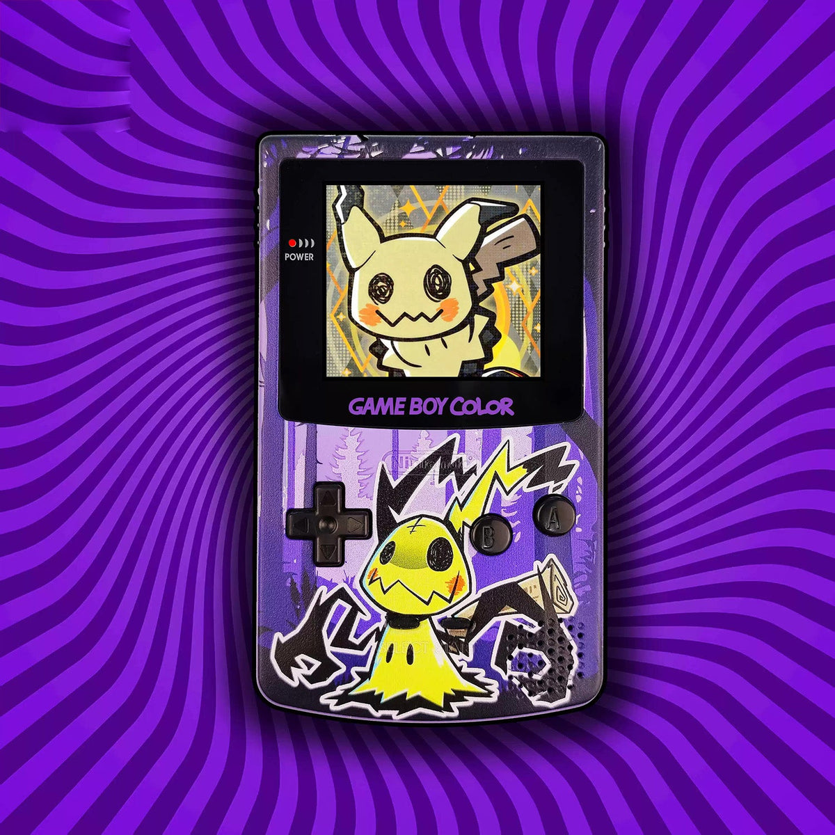 Custom Game Boy Color Console – Mimikyu, view 1