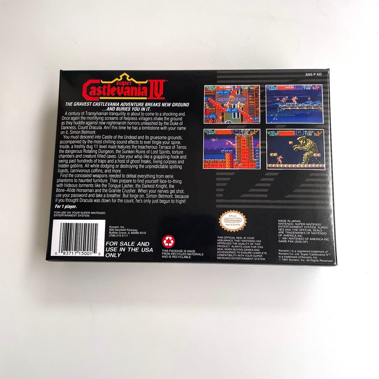 Super Castlevania IV – SNES Game Cartridge (With Tray, Box & Manual) - Romcarts