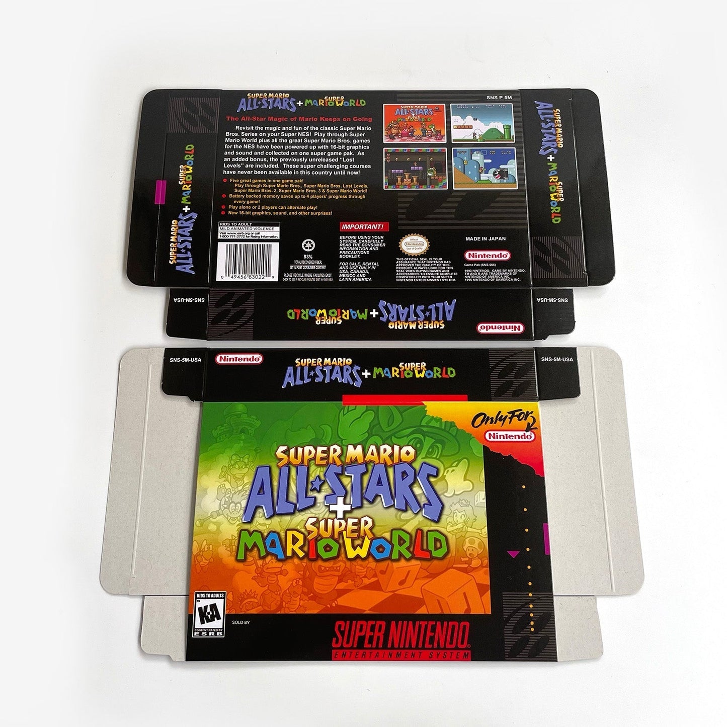 Super Mario All - Stars + Super Mario World – SNES Game Cartridge (With Tray, Box & Manual) - Romcarts