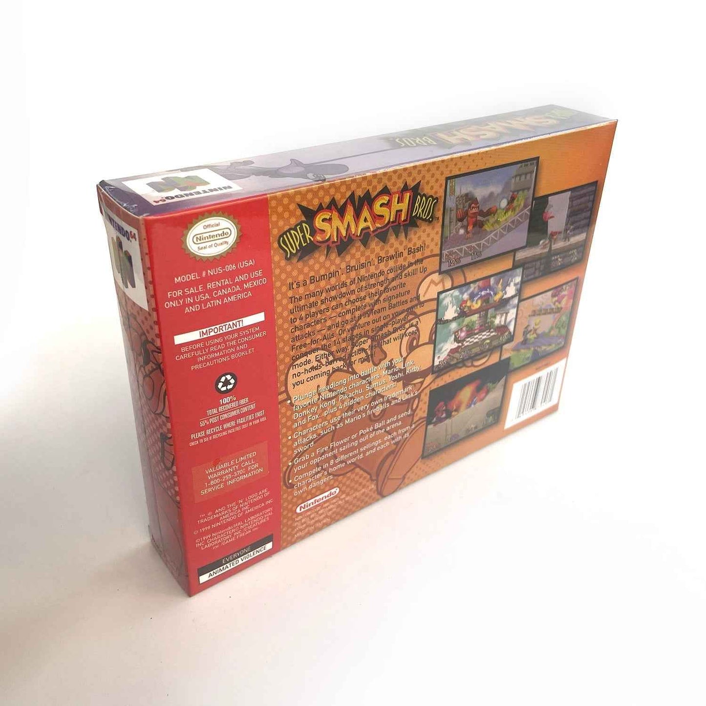 Super Smash Bros Game With N64 Case & Cart