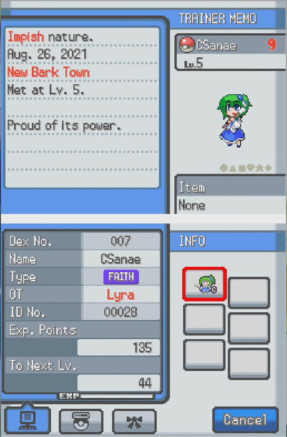 Touhoumon HeartGold — Nintendo DS in-game screenshot 2